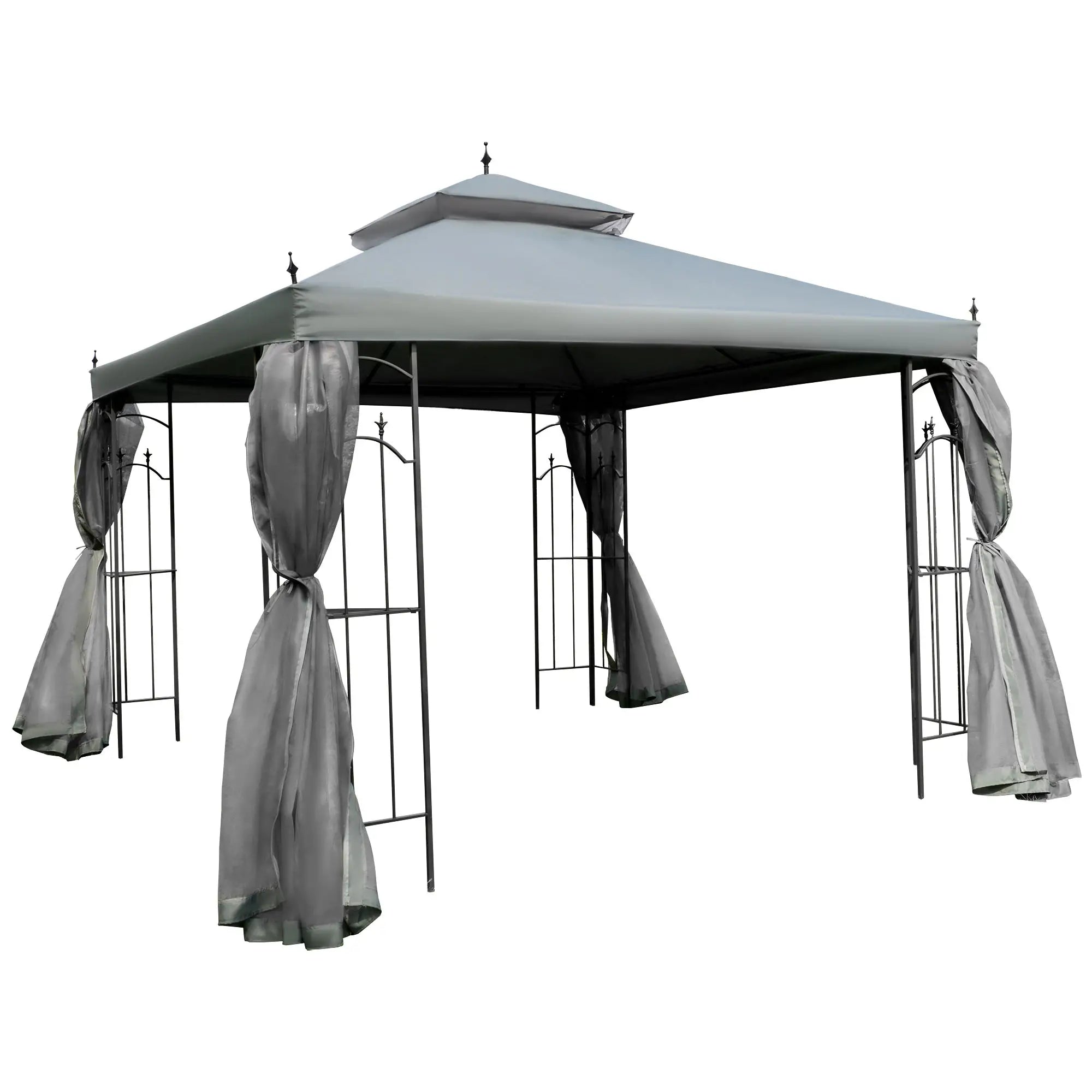 10' x 10' Steel Outdoor Gazebo, Removable Mesh Curtains, Grey Gazebos Grey, Charcoal Grey at Gallery Canada