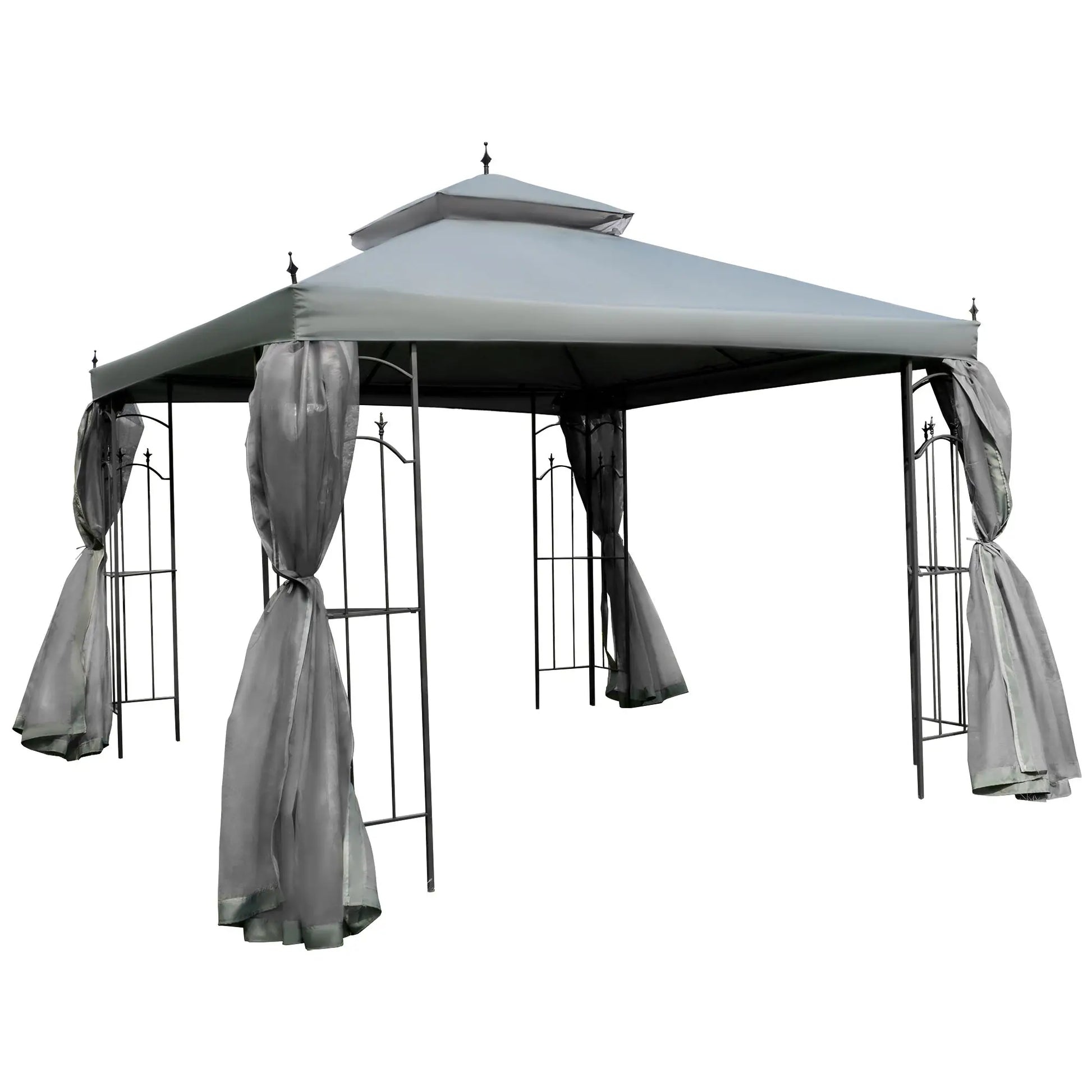 10' x 10' Steel Outdoor Gazebo, Removable Mesh Curtains, Grey Gazebos Grey, Charcoal Grey at Gallery Canada