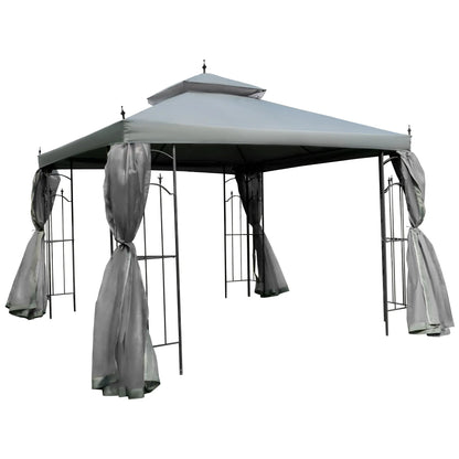 10' x 10' Steel Outdoor Gazebo, Removable Mesh Curtains, Grey Gazebos Grey, Charcoal Grey at Gallery Canada