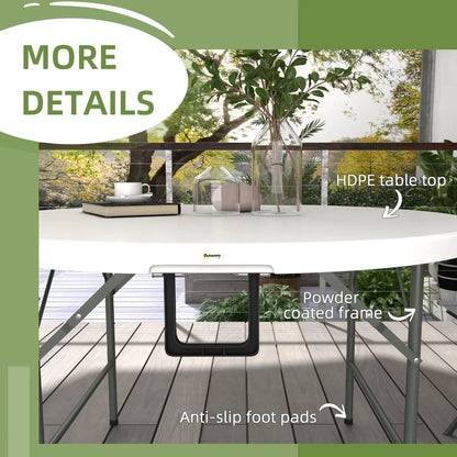 48" Folding Patio Table, Outdoor HDPE Picnic Table, White Patio Side Tables at Gallery Canada