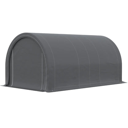 10' x 16' Heavy Duty Carport Tent, Zippered Door, PE Cover, Grey Car Shelters at Gallery Canada