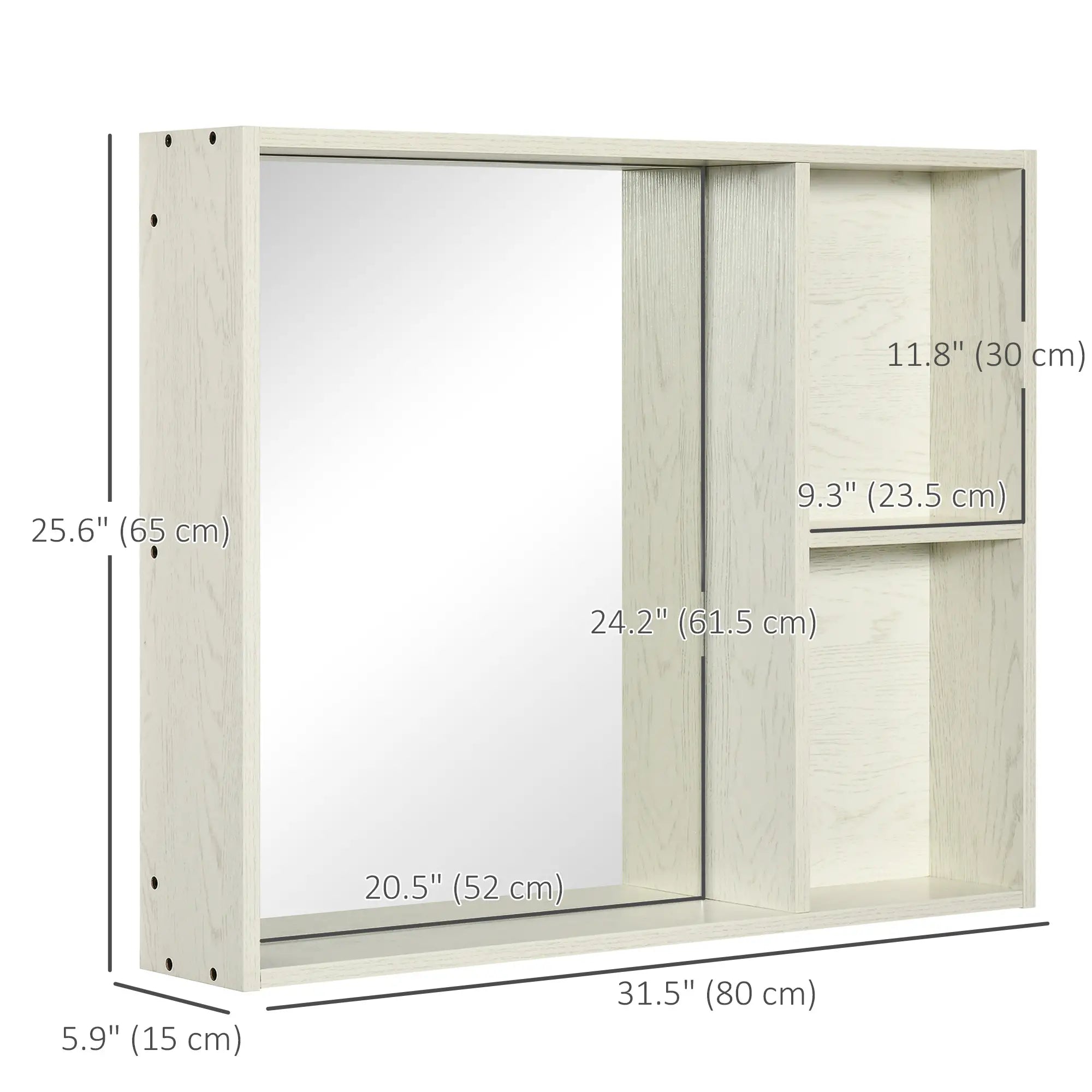 31.5 Inch x 25.5 Inch Medicine Cabinet, Mirror, 2-Tier Shelf, White Mirror Medicine Cabinets at Gallery Canada