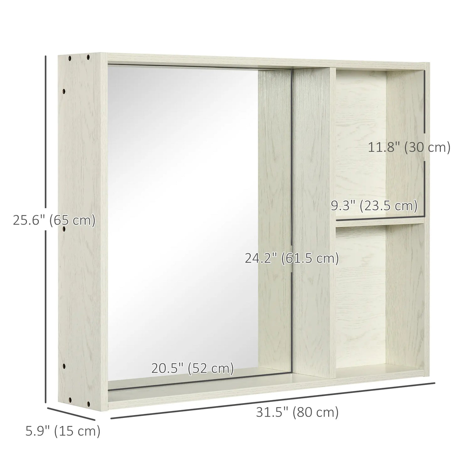 31.5 Inch x 25.5 Inch Medicine Cabinet, Mirror, 2-Tier Shelf, White Mirror Medicine Cabinets at Gallery Canada