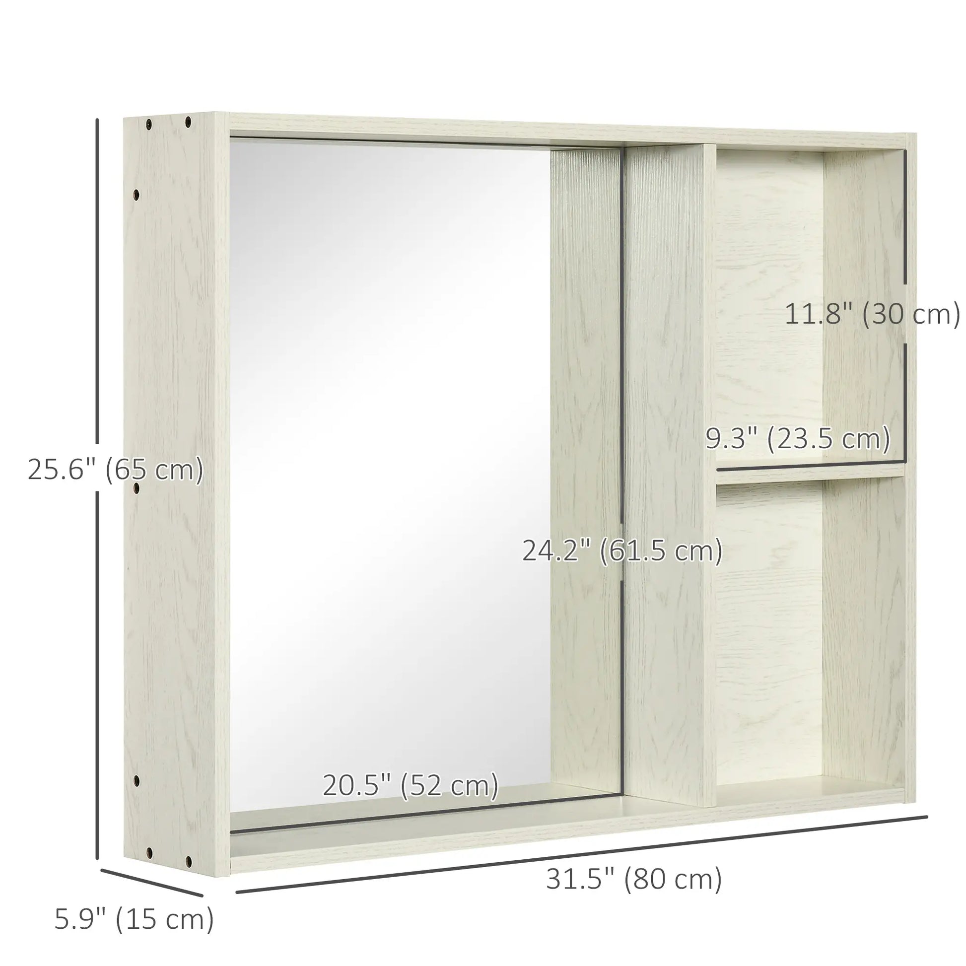 31.5 Inch x 25.5 Inch Medicine Cabinet, Mirror, 2-Tier Shelf, White Mirror Medicine Cabinets at Gallery Canada