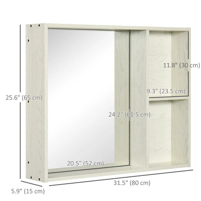 31.5 Inch x 25.5 Inch Medicine Cabinet, Mirror, 2-Tier Shelf, White Mirror Medicine Cabinets at Gallery Canada