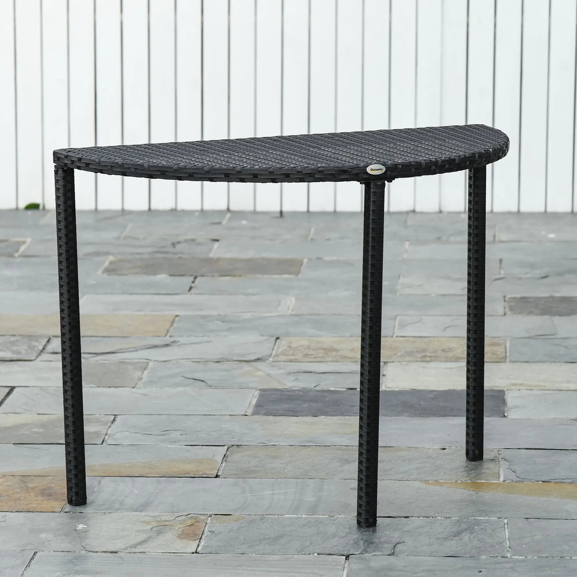 Half Round Side Table, PE Rattan Coffee Table, Black Patio Side Tables at Gallery Canada