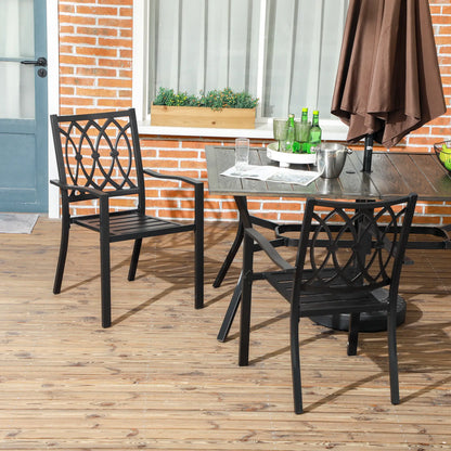 2 PCs Dining Chairs, Outdoor Armchairs, Stackable, Black Patio Chairs at Gallery Canada