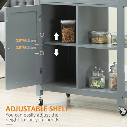 Rolling Kitchen Cart, Wood Top with Drawer, Kitchen Island on Wheels, Grey Kitchen Islands & Kitchen Carts at Gallery Canada