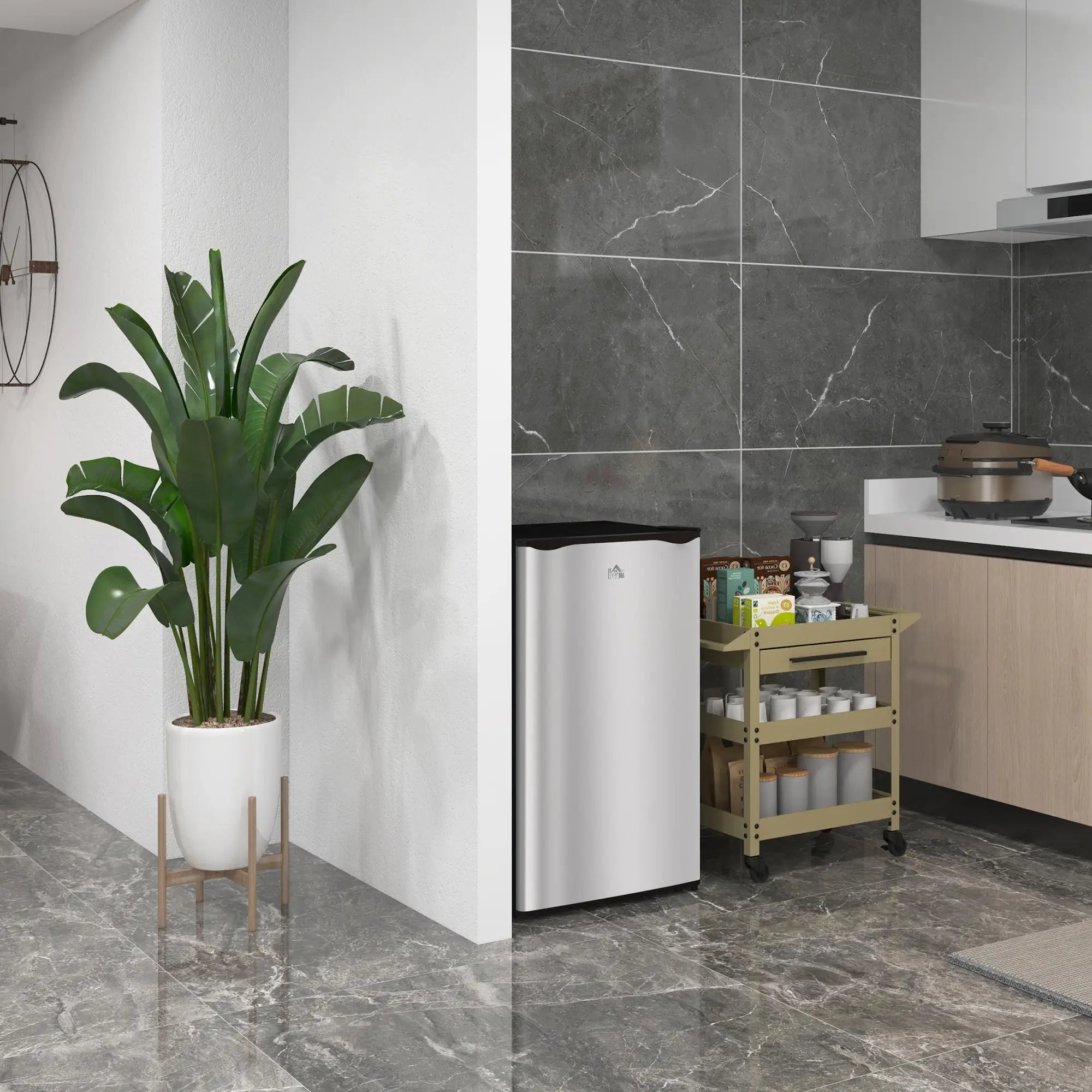 Compact Refrigerator, Mini Fridge with Freezer, Adjustable Shelf, Silver Small Kitchen Appliances at Gallery Canada