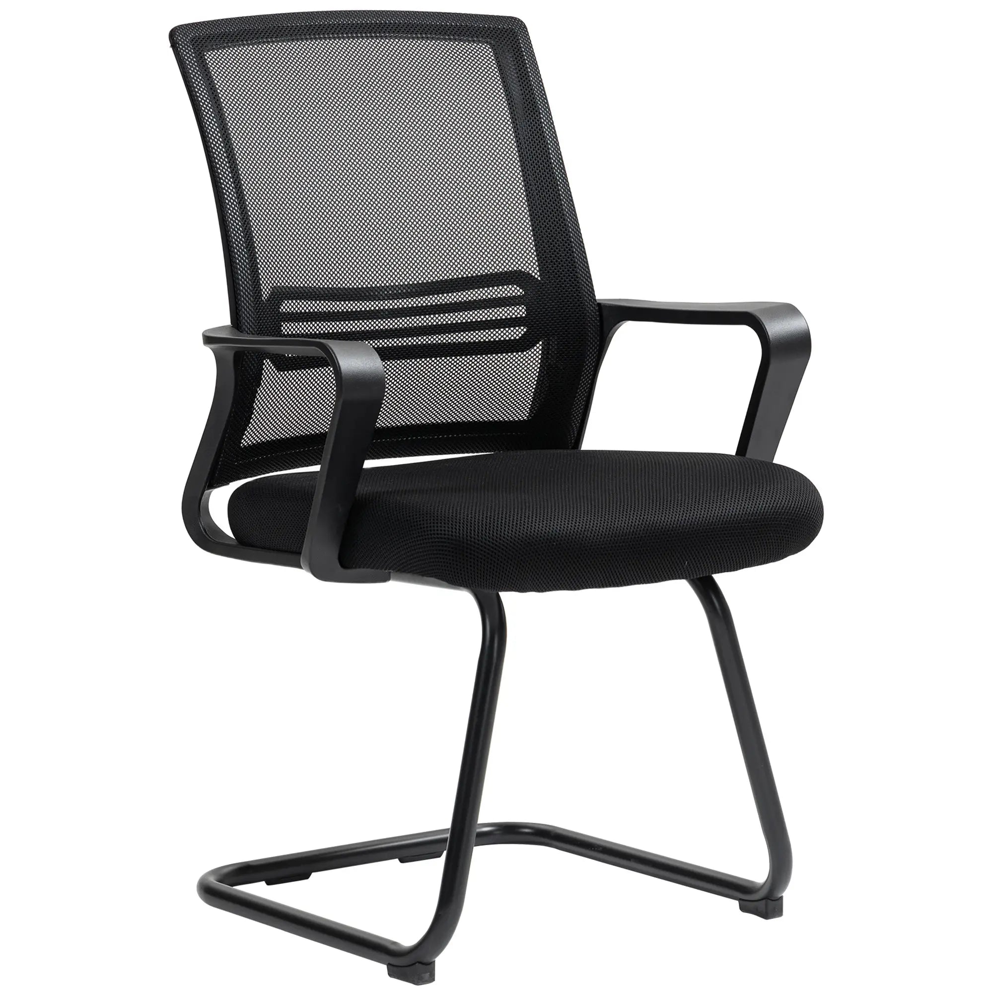 Ergonomic Desk Chair No Wheels, Padded Mesh Office Chair, Black Task Chairs Black at Gallery Canada