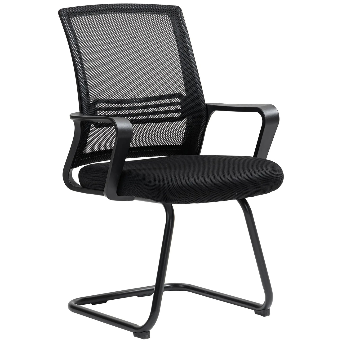 Ergonomic Desk Chair No Wheels, Padded Mesh Office Chair, Black Task Chairs Black at Gallery Canada