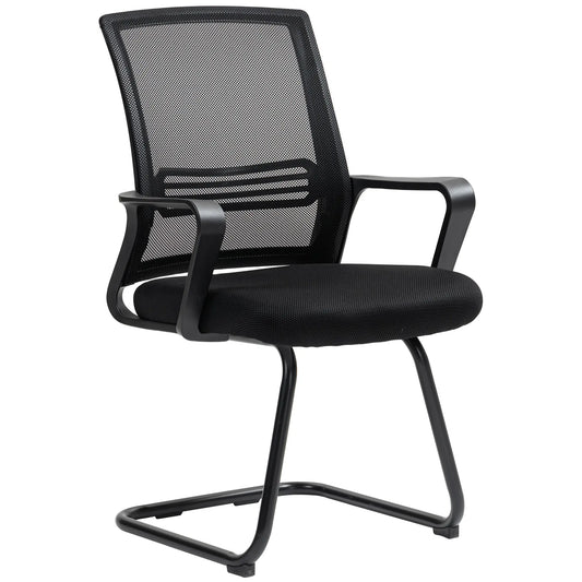 Ergonomic Desk Chair No Wheels, Padded Mesh Office Chair, Black Task Chairs Black at Gallery Canada