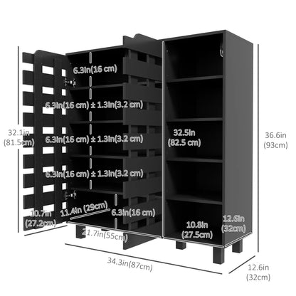21 Pair Shoe Cabinet, 5-Tier Double Door, 5-Tier Open Shelves, Black Shoe Storage Cabinets & Racks at Gallery Canada