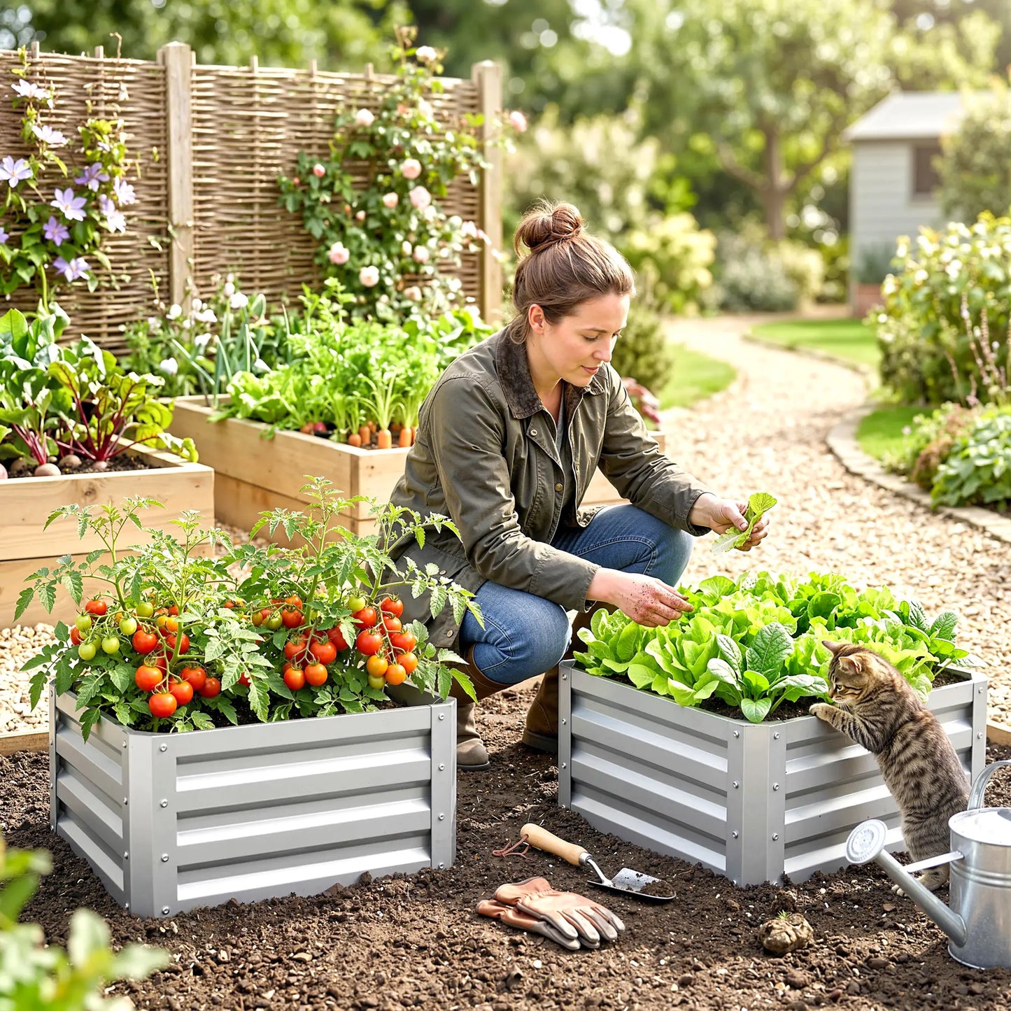 2' x 2' x 1' Raised Garden Bed, Galvanised Steel Frame, Vegetables, Flowers, Herbs, Silver Raised Garden Beds at Gallery Canada