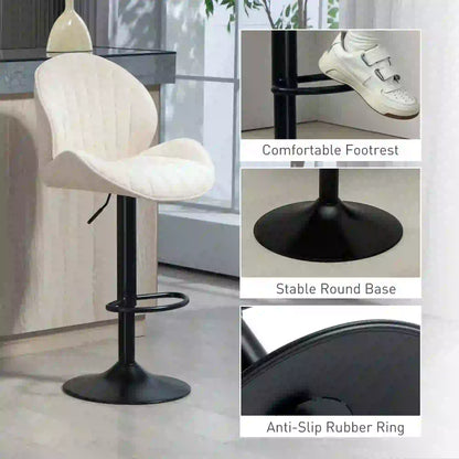 Swivel Bar Stools Set of 2, Adjustable Height with Back, Beige Bar Stools at Gallery Canada