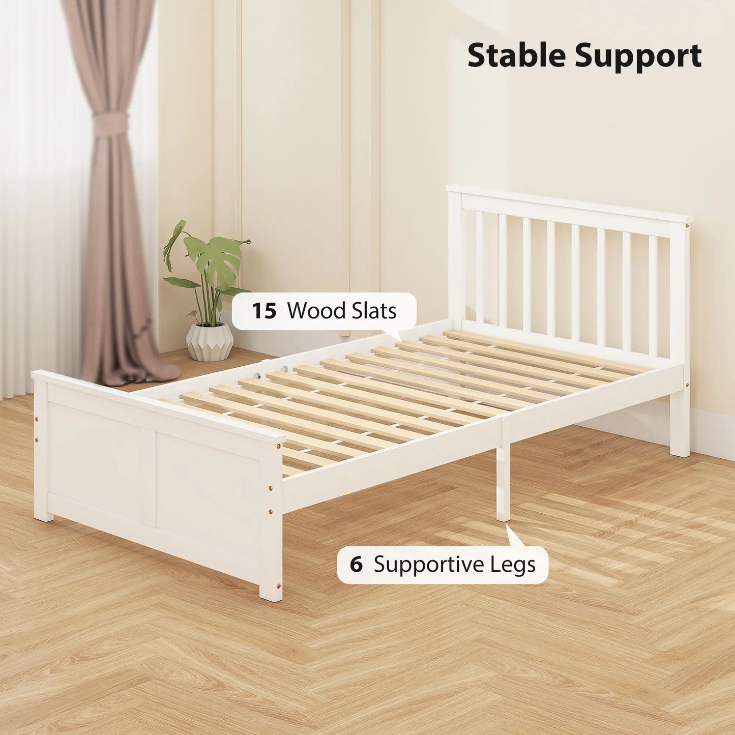 Pine Twin Bed Frame, Wood Storage Drawers, White Bed Frames at Gallery Canada