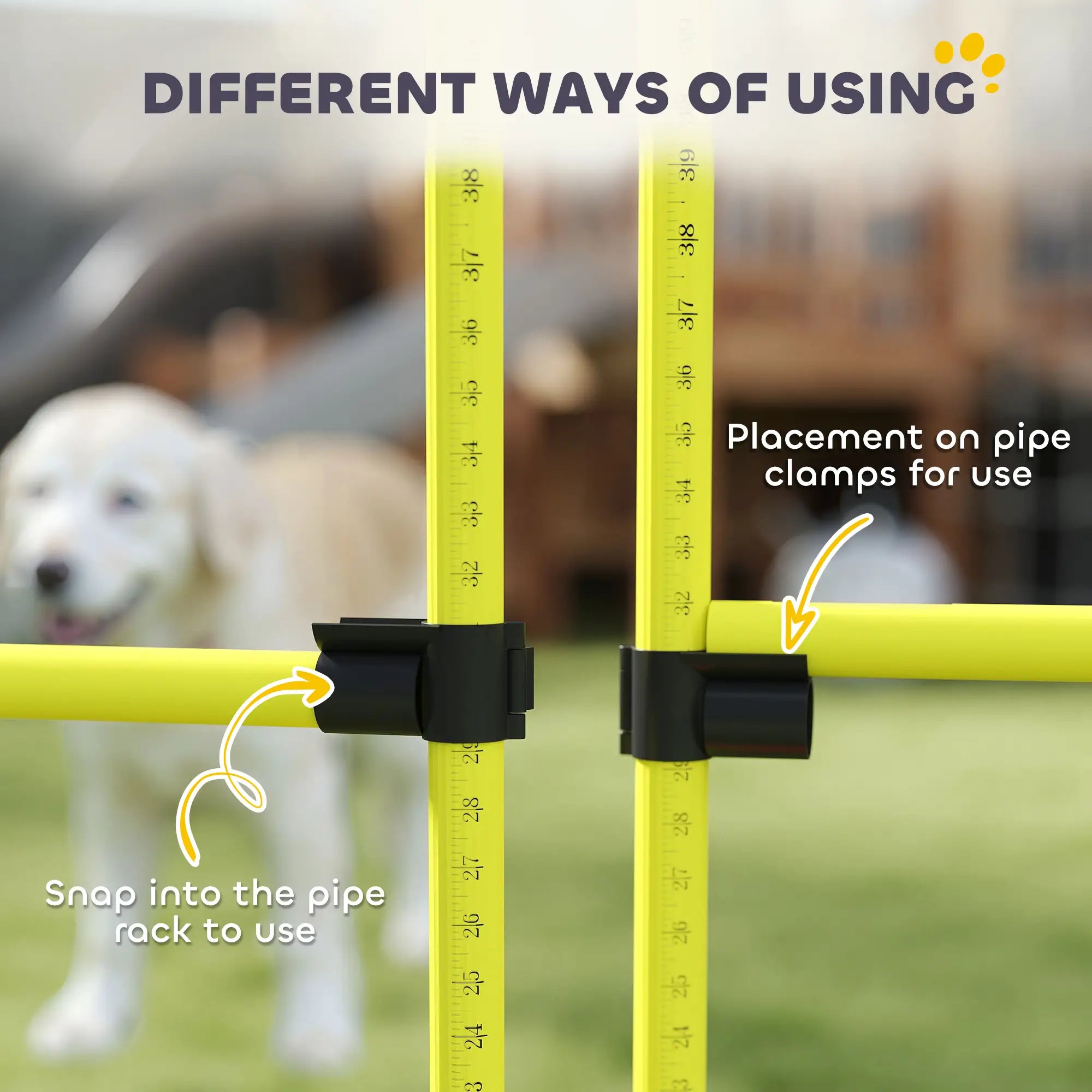 Set of 4 Dog Agility Training Jump Bars, Adjustable, Yellow Dog Agility Training Equipment at Gallery Canada