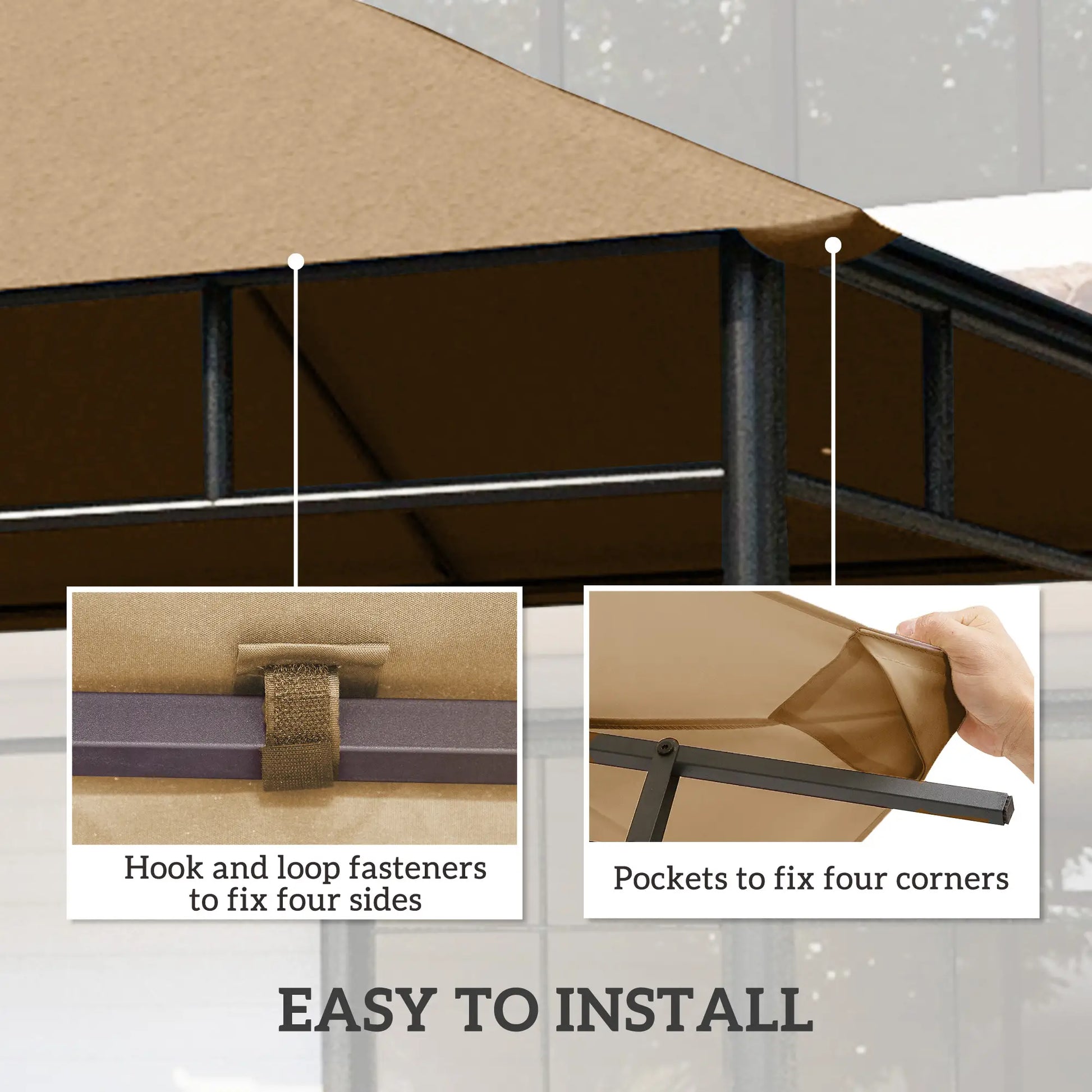 10' x 10' Gazebo Canopy Replacement, UV Protected, Beige Gazebo Canopy Replacement at Gallery Canada