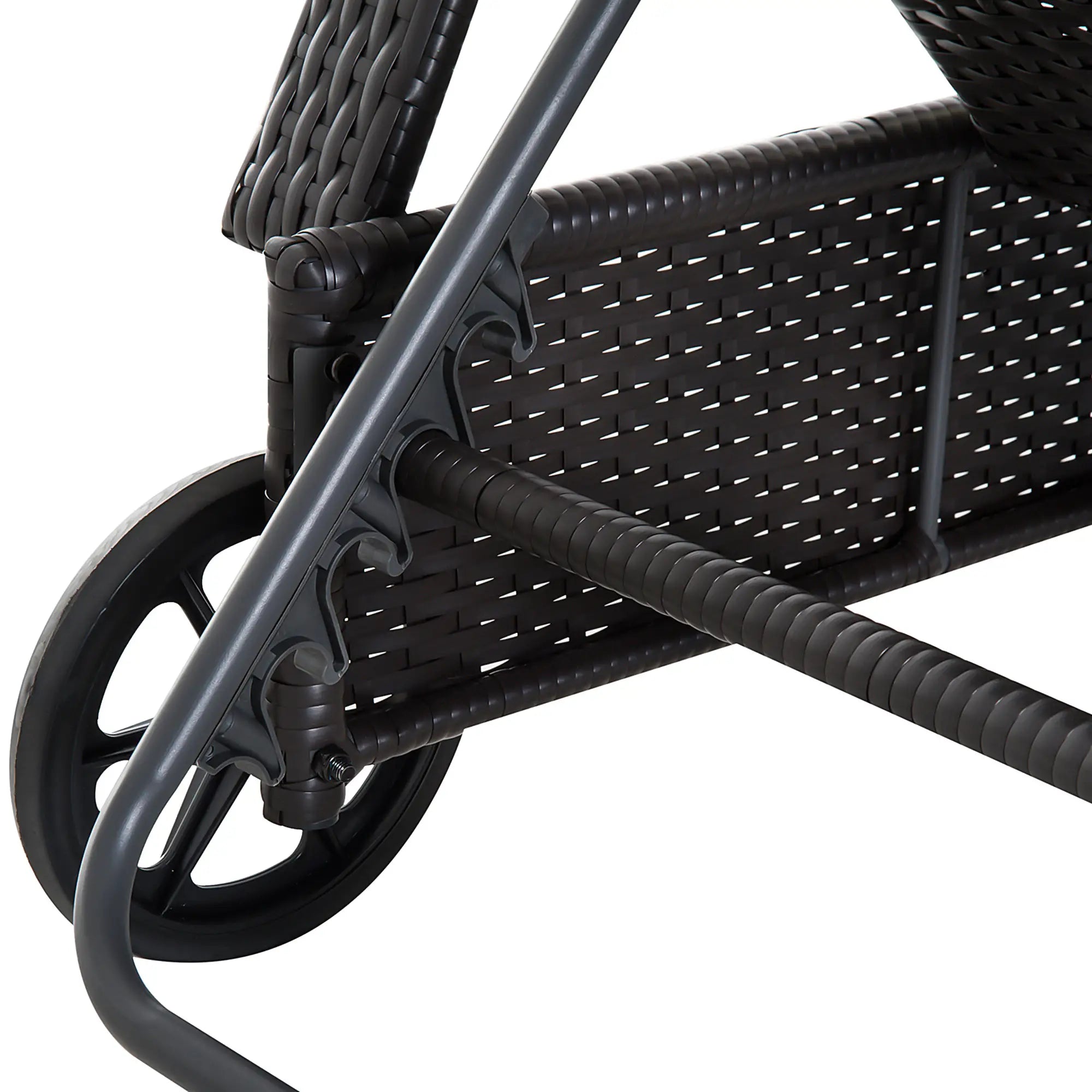 Wicker Chaise Lounge, Outdoor PE Rattan Sun Lounger, Adjustable Backrest, 5-Level, Deep Coffee Cream White, Cream White Chaise Loungers at Gallery Canada