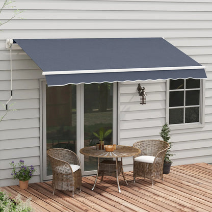 12' x 8' Retractable Patio Awning, Manual Crank, UV Water-Resistant, Grey Deck Awnings at Gallery Canada