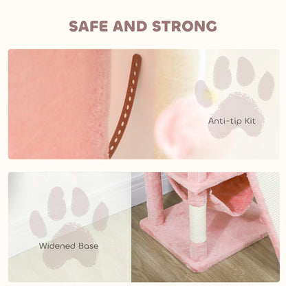 Cat Tree, 70 Inch Multi-Level Tower with Condos, Perches, Hammock, Pink Cat Towers at Gallery Canada