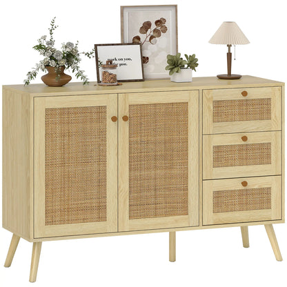 47 Inch Buffet Cabinet, Rattan Sideboard with Drawers, Natural Bar Cabinets at Gallery Canada