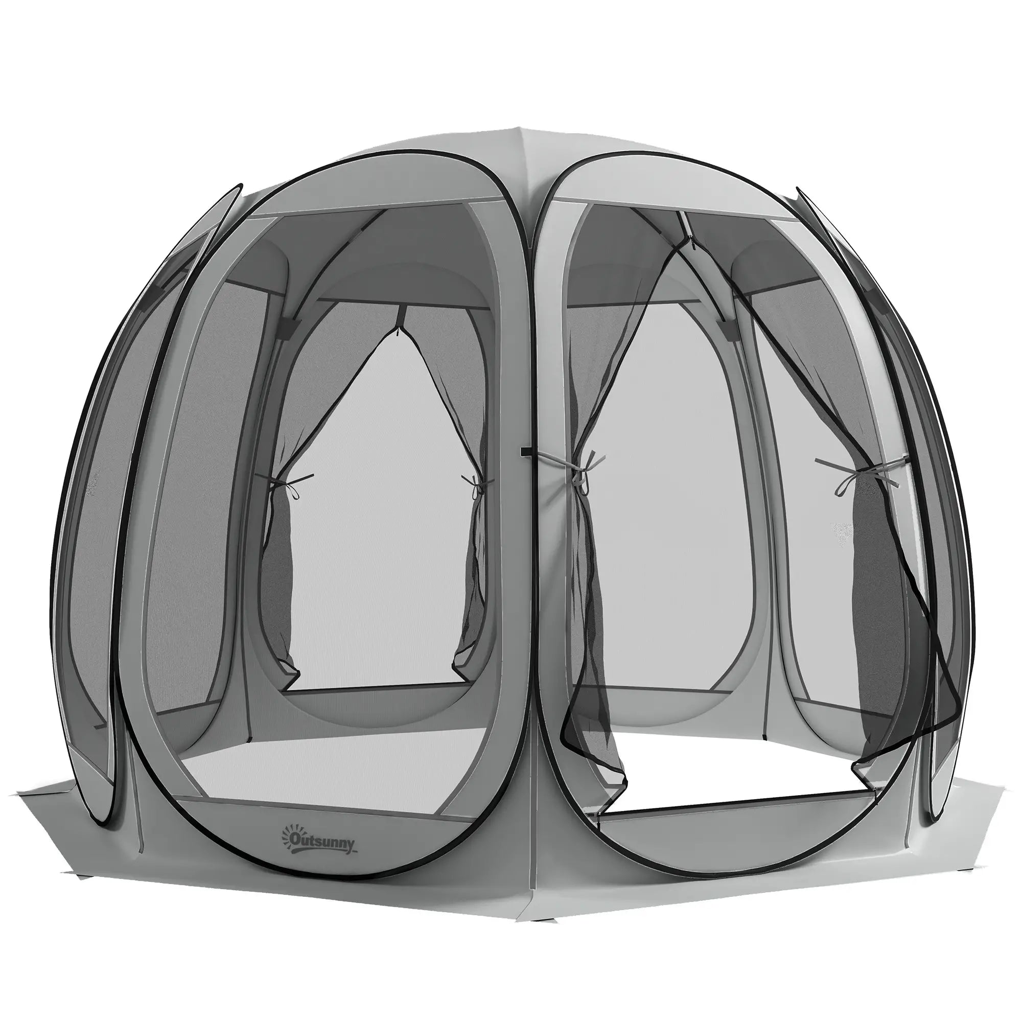 11' x 11.5' Screen Tent, Pop Up Camping Gazebo, Grey Camping Tents at Gallery Canada