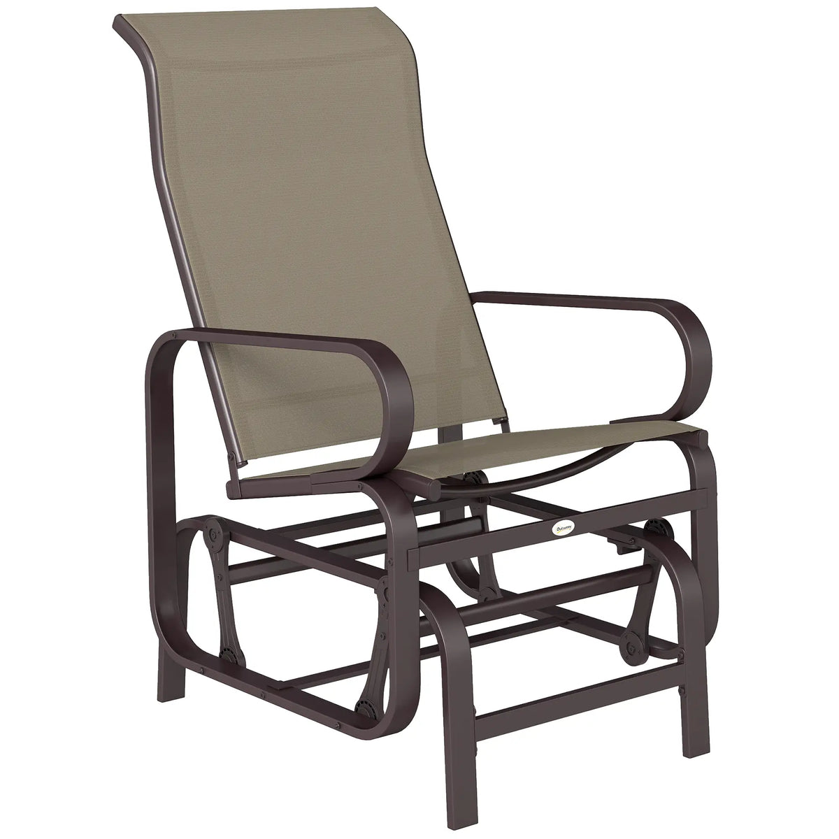 Patio Glider Chair, Breathable Mesh Fabric, Brown Outdoor Gliders at Gallery Canada