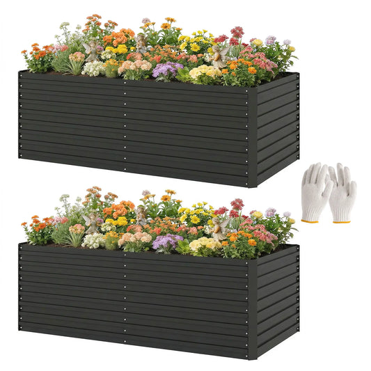 Ensemble de Jardin Surélevé Galvanisé, 6 x 3 x 2 pieds, Gris Foncé