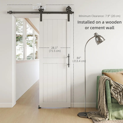 Barn Door with 5FT Sliding Hardware Kit, White
