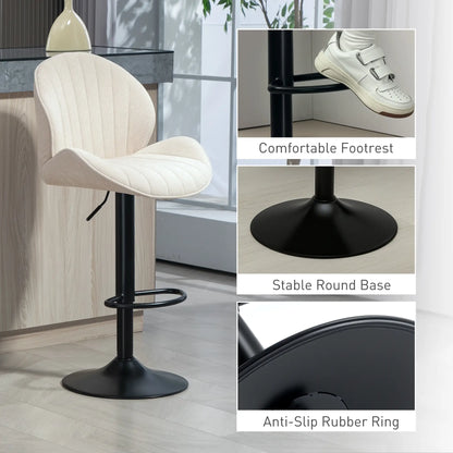 Swivel Bar Stools Set of 2, Adjustable Height with Back, Beige Bar Stools at Gallery Canada