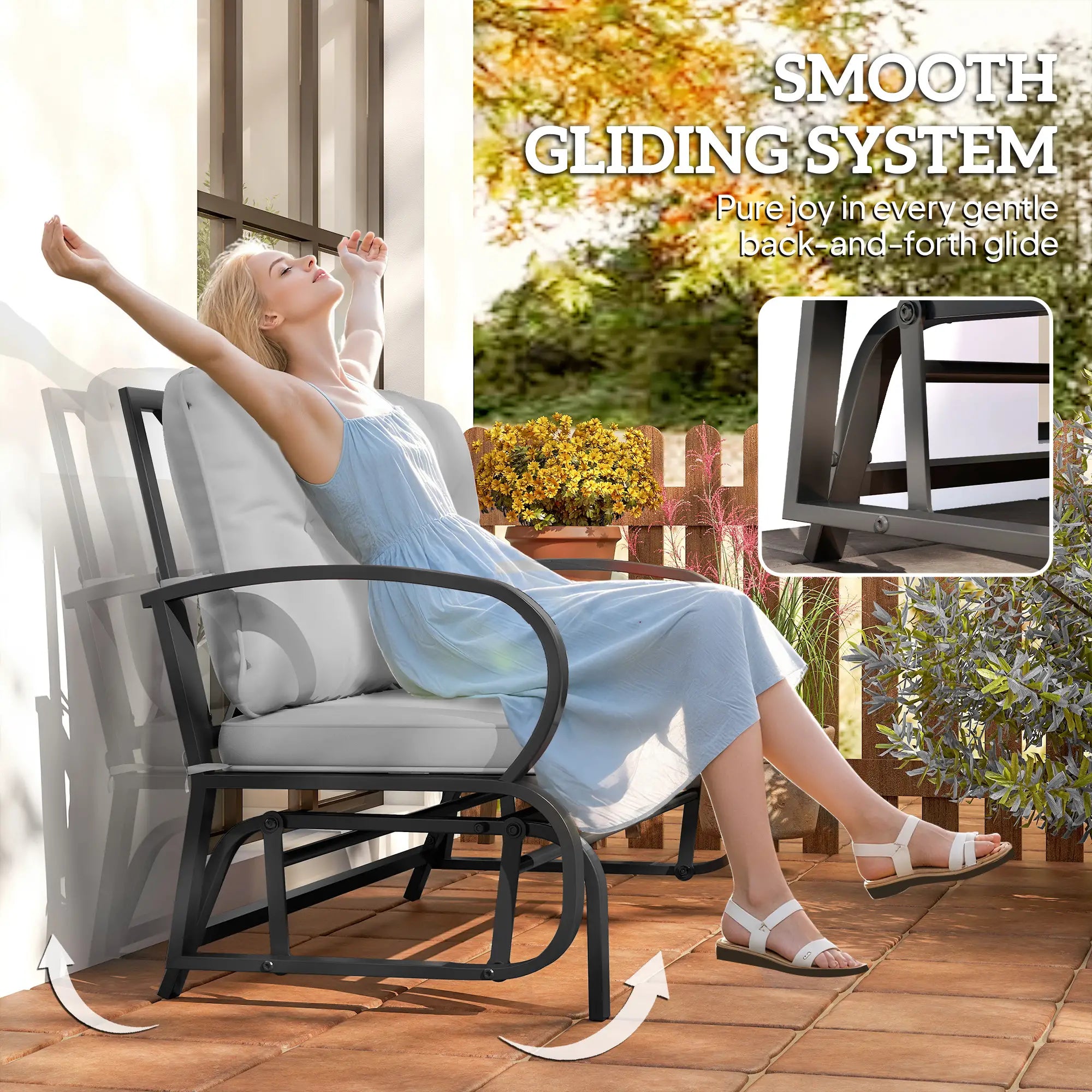 2-Person Outdoor Glider Chair, Steel Frame, Cushions, Grey Outdoor Gliders at Gallery Canada