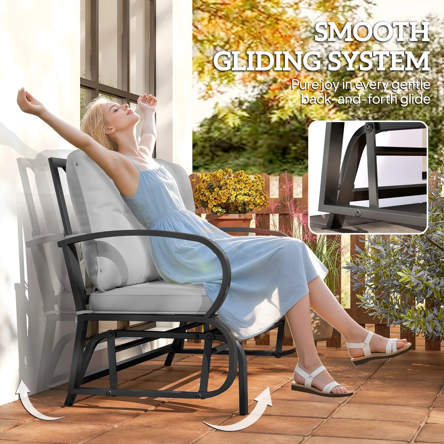 2-Person Outdoor Glider Chair, Steel Frame, Cushions, Grey Outdoor Gliders at Gallery Canada