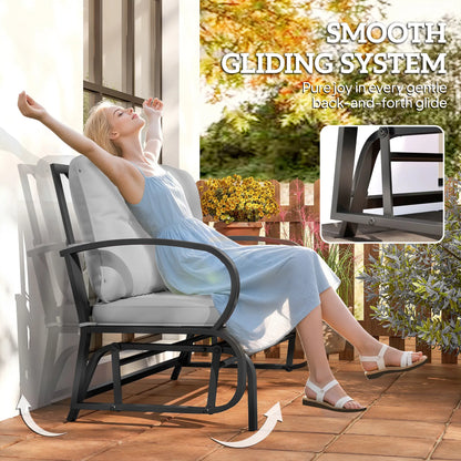 2-Person Outdoor Glider Chair, Steel Frame, Cushions, Grey Outdoor Gliders at Gallery Canada