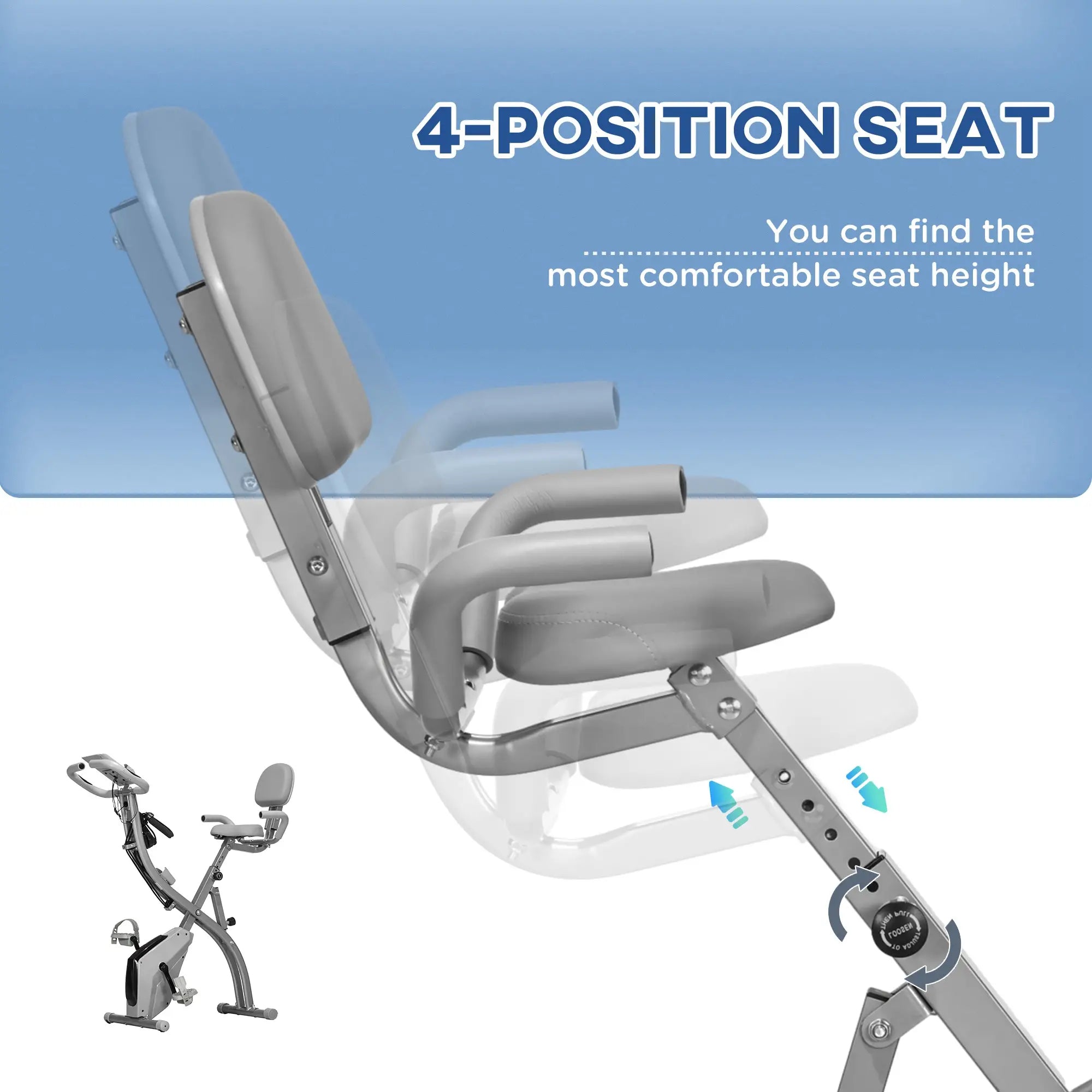 Folding Exercise Bike, 8-Level Magnetic Resistance, Adjustable Seat, Grey Exercise & Stationary Bikes at Gallery Canada