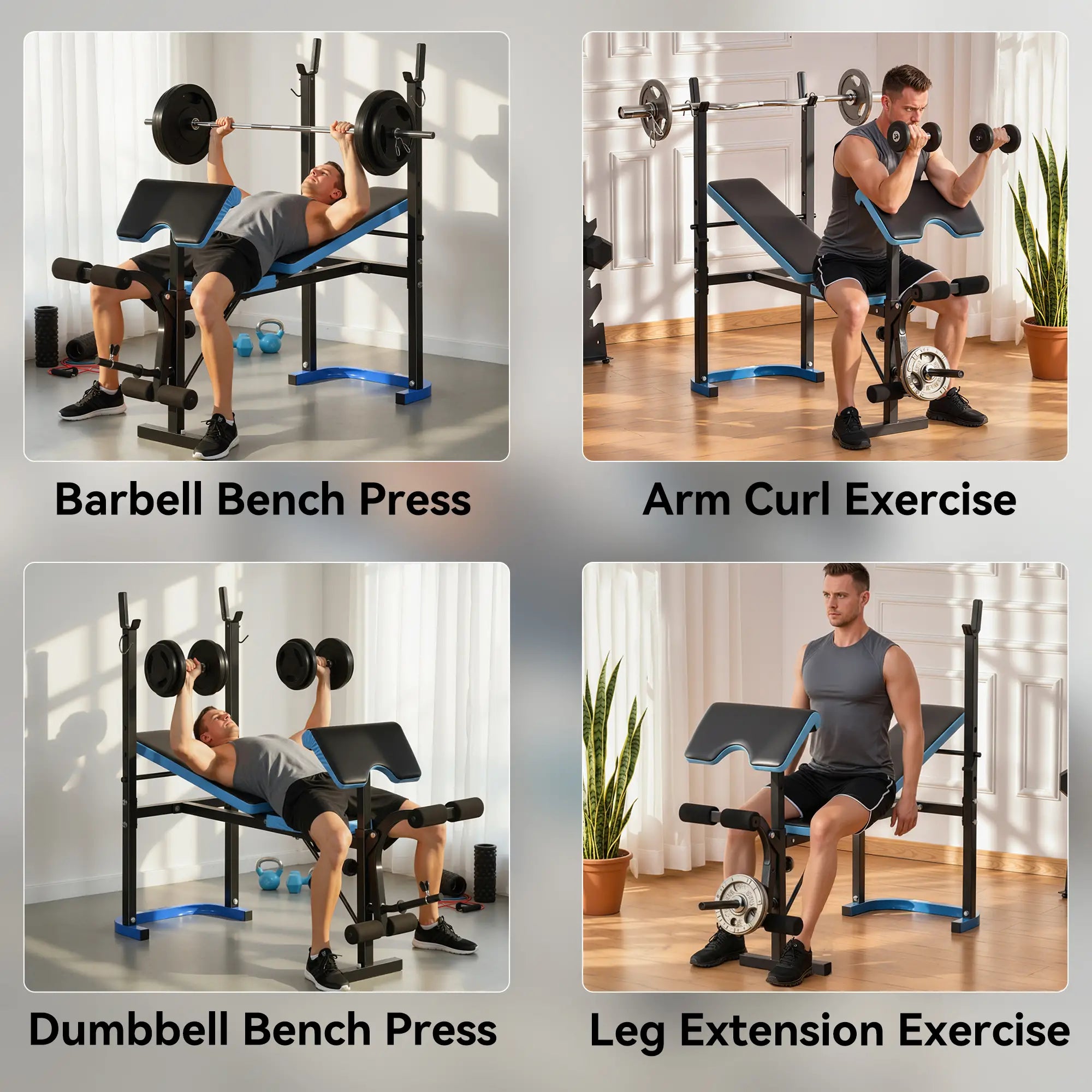 Adjustable Weight Bench, Barbell Rack, Leg Developer, Black Weight Benches at Gallery Canada