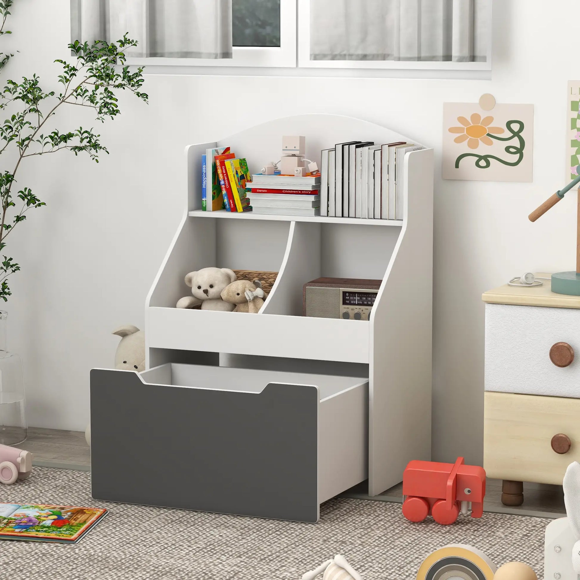 3 Tier Kids Bookcase with Drawer, 2 Storage Compartments, White Baby & Kids Storage at Gallery Canada