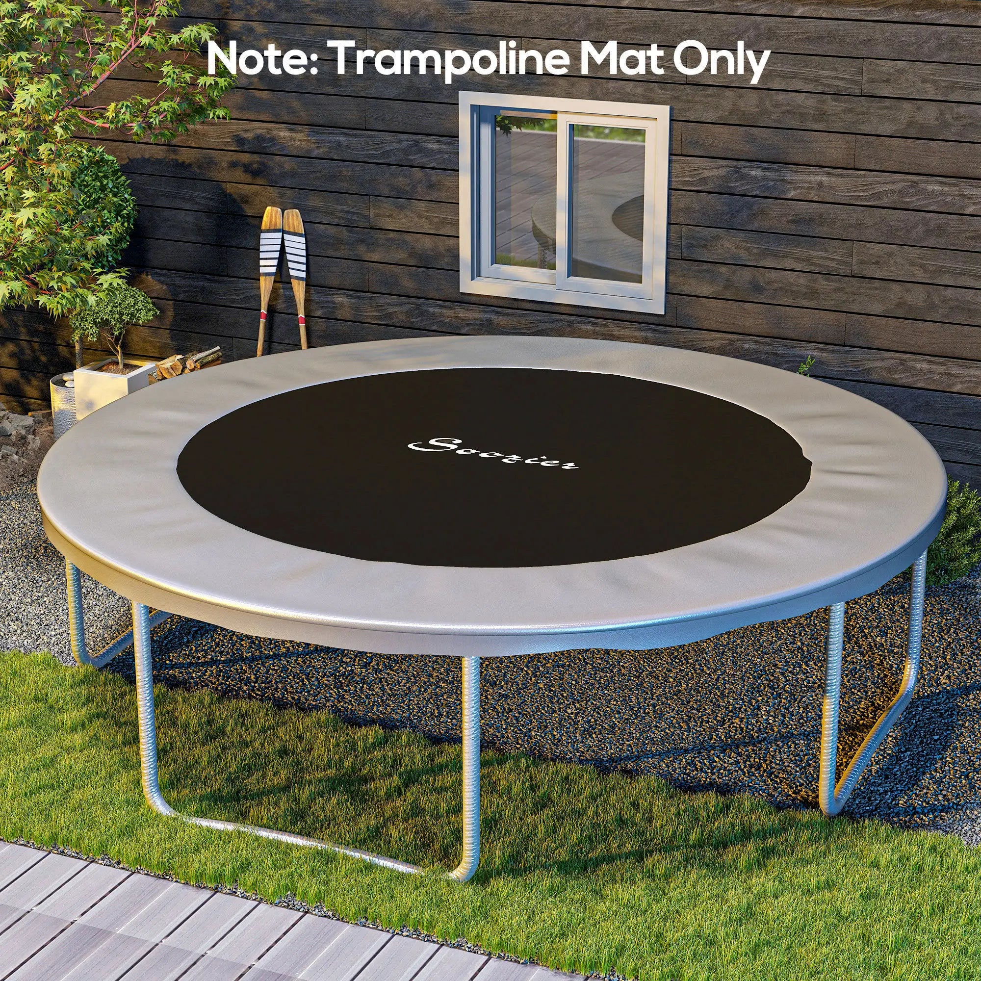Trampoline Mat Replacement, 12ft, with Spring Pull Tool, 72 V-Hooks, Black Trampolines at Gallery Canada