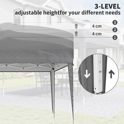 10 x 10ft Folding Pop Up Tent, Outdoor Gazebo Canopy, Grey Pop Up Canopies at Gallery Canada