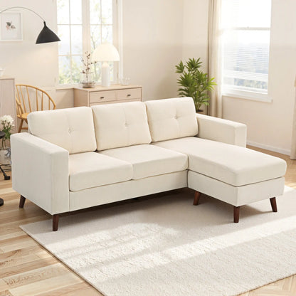 Sectional Sofa with Changeable Chaise, 3 Seat L-Shaped, Cream White 3-Seater Sofas at Gallery Canada