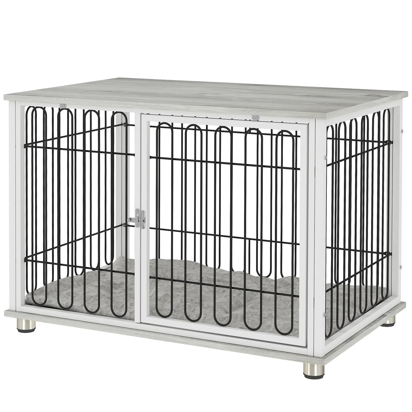 Dog Crate Furniture, Washable Cushion, Adjustable Feet, Medium Size, Grey Houses, Kennels & Pens Grey, White, Black at Gallery Canada