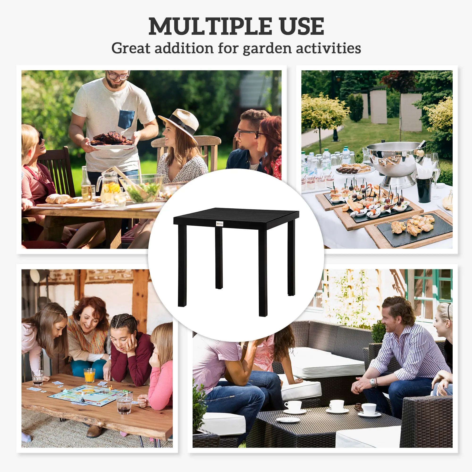 Square Aluminum Patio Dining Table for 4, Outdoor Garden, Black Patio Dinning Tables at Gallery Canada