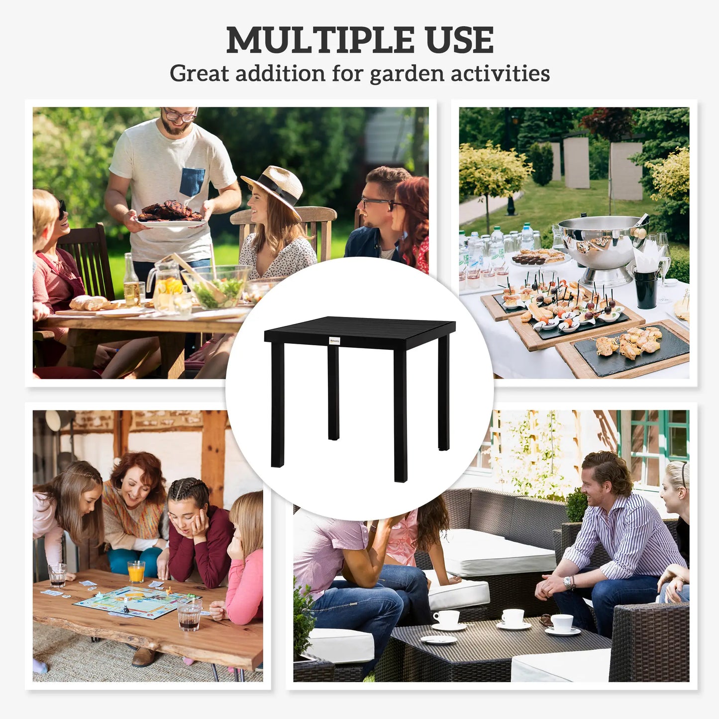 Square Aluminum Patio Dining Table for 4, Outdoor Garden, Black Patio Dinning Tables at Gallery Canada