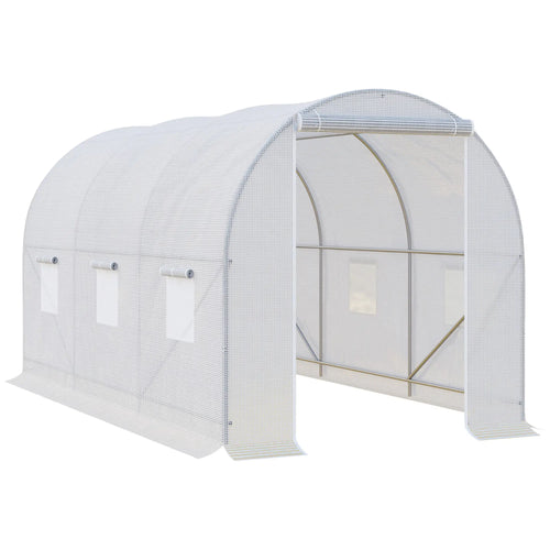 11.5x6.6x6.6ft Walk-In Greenhouse, Portable Garden Plant House, White