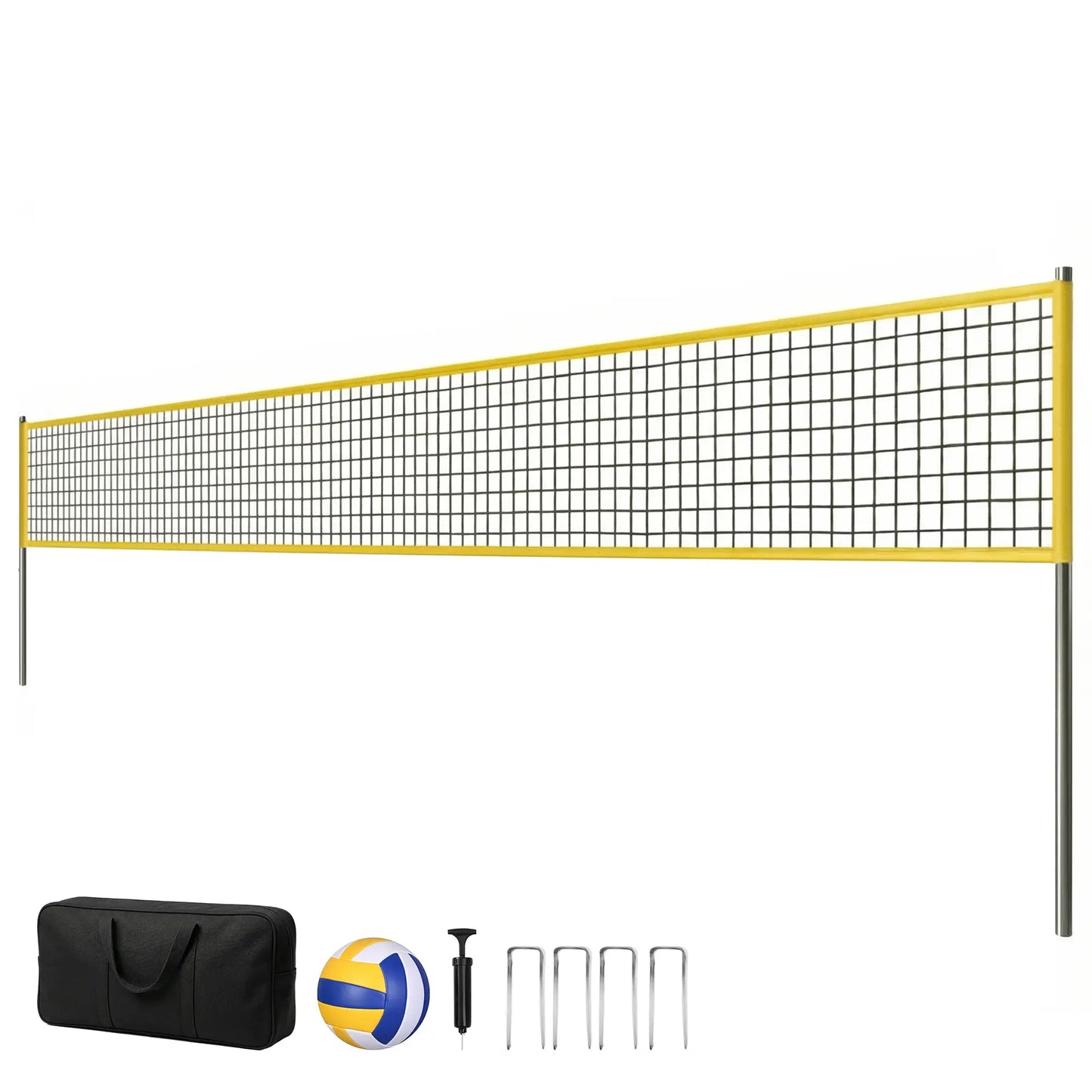 Portable Volleyball Net Set, Adjustable Height Steel Poles, Boundary Line, Carrying Bag Badminton Black, Yellow at Gallery Canada