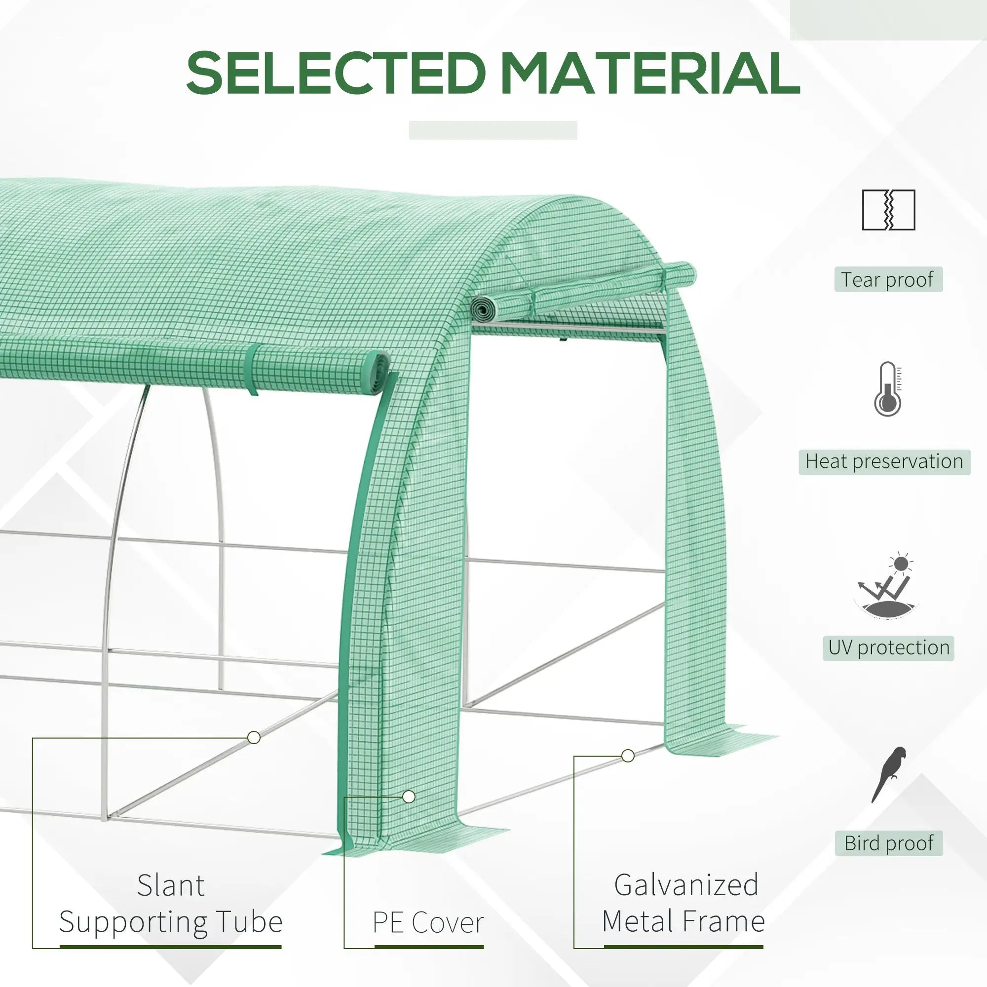 Large Walk-in Greenhouse, 20'x10'x6.6', Zippered Door, 12 Roll-up Windows, Green Tunnel Greenhouses at Gallery Canada