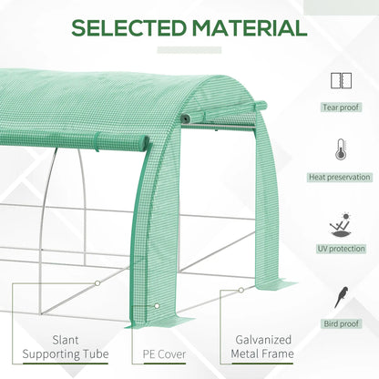 Large Walk-in Greenhouse, 20'x10'x6.6', Zippered Door, 12 Roll-up Windows, Green Tunnel Greenhouses at Gallery Canada