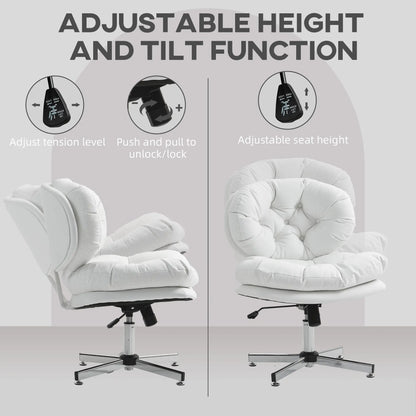 Armless Office Chair, Wide Padded Seat, Adjustable Height, White Task Chairs at Gallery Canada