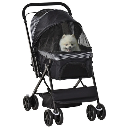 Foldable Pet Stroller, 4 Wheels, EVA Brake, 3-Stage Canopy, Mesh Window, Black Dog Bike Trailers & Strollers at Gallery Canada