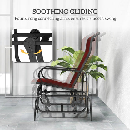Outdoor Glider Chair, Breathable Mesh Fabric, Patio Garden Seat, Wine Red Outdoor Gliders at Gallery Canada